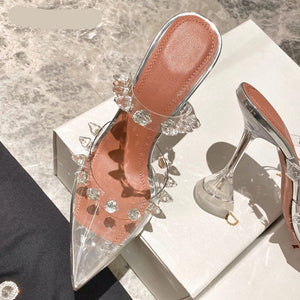 goosudu Star style Rivet Transparent PVC Cup Heeled Women Sandals Fashion Stiletto High heels Summmer Shoes Female Pumps Sandals