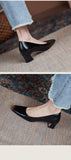 Women Pumps natural leather shoes plus size 22-26.5 cm length Cowhide upper Square head stitching fashion casual womans shoes