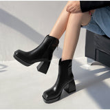 goosudu Fashion Female Super High Heels Long Boots PU Leather Zipper Shoes New Autumn Women Pumps Ladies Knee High Motorcycle Boots