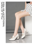 goosudu High heels spring and autumn thick heel heel heel square head small shoes female British buckle OL fashion shoes