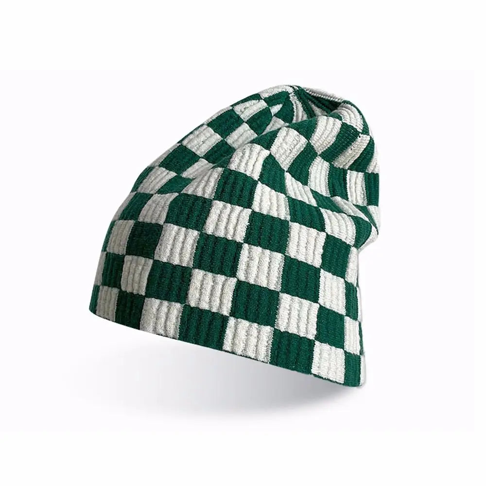 Women Men knitted Hat Hiphop Checkerboard Autumn Winter Korean Fashion Wool Cap Lovers Hat Warm Beanies Lattice Caps For Couple