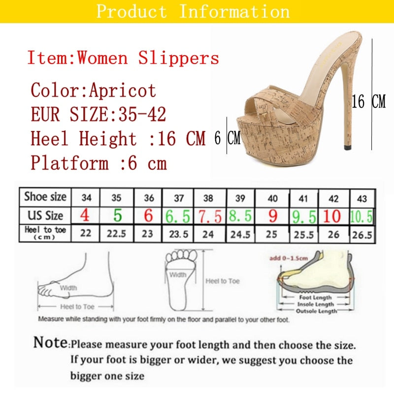 goosudu New Slippers For Women Summer Sandals Super High Heels Platform Mules Heels Cork Half Sandals Woman Shoes Female Flip Flops