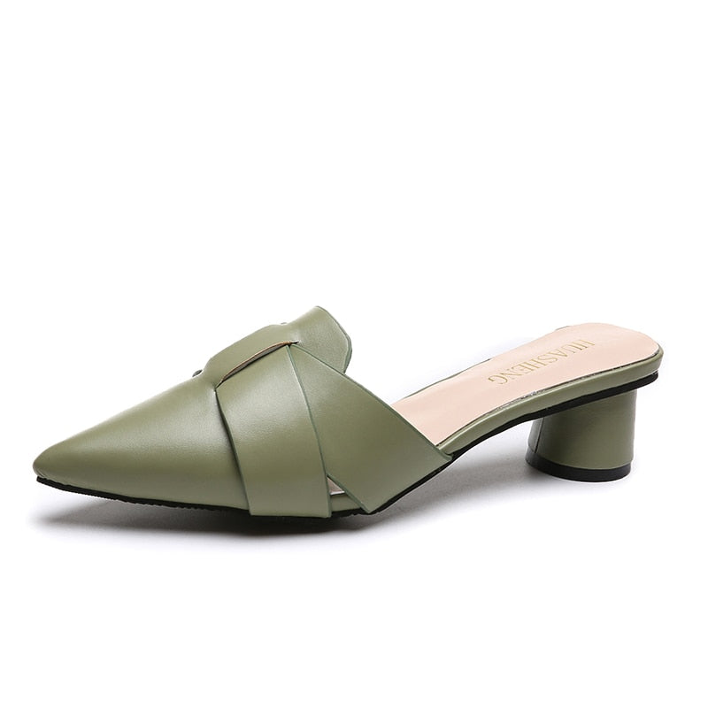 goosudu  Summer Pointed Toe Sandals Women Fashion High Quality Beige Square Heel Shoes Casual Sweet Party Yellow High Heels Plus Size 42