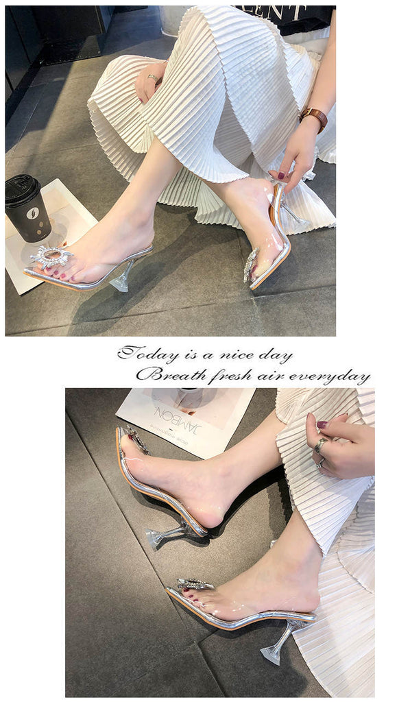 goosudu Luxury Women Pumps Transparent High Heels Sexy Pointed Toe Slip-on Wedding Party Brand Fashion Shoes For Lady Size 34-43
