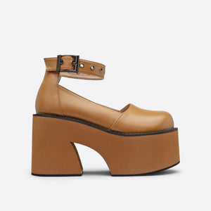 Women Chunky Heel Line Platform Pumps