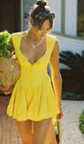 goosudu  vintage ladies dresses beach ruffle yellow casual mini sexy dress vestidos bohemian elegant Summer dress