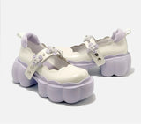 goosudu Womens Lolita Flowers Bowknot Gothic Punk Shoes Creepers Pumps Japanese Harajuku Platform Girls Round Toe New