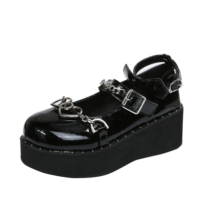 goosudu  Mary Jane Shoes Sweet Cute Women Pumps Wedge Heels Platform Shoes Women Gothic Girls Lolita Punk Shoes High Heels Plus Size 43