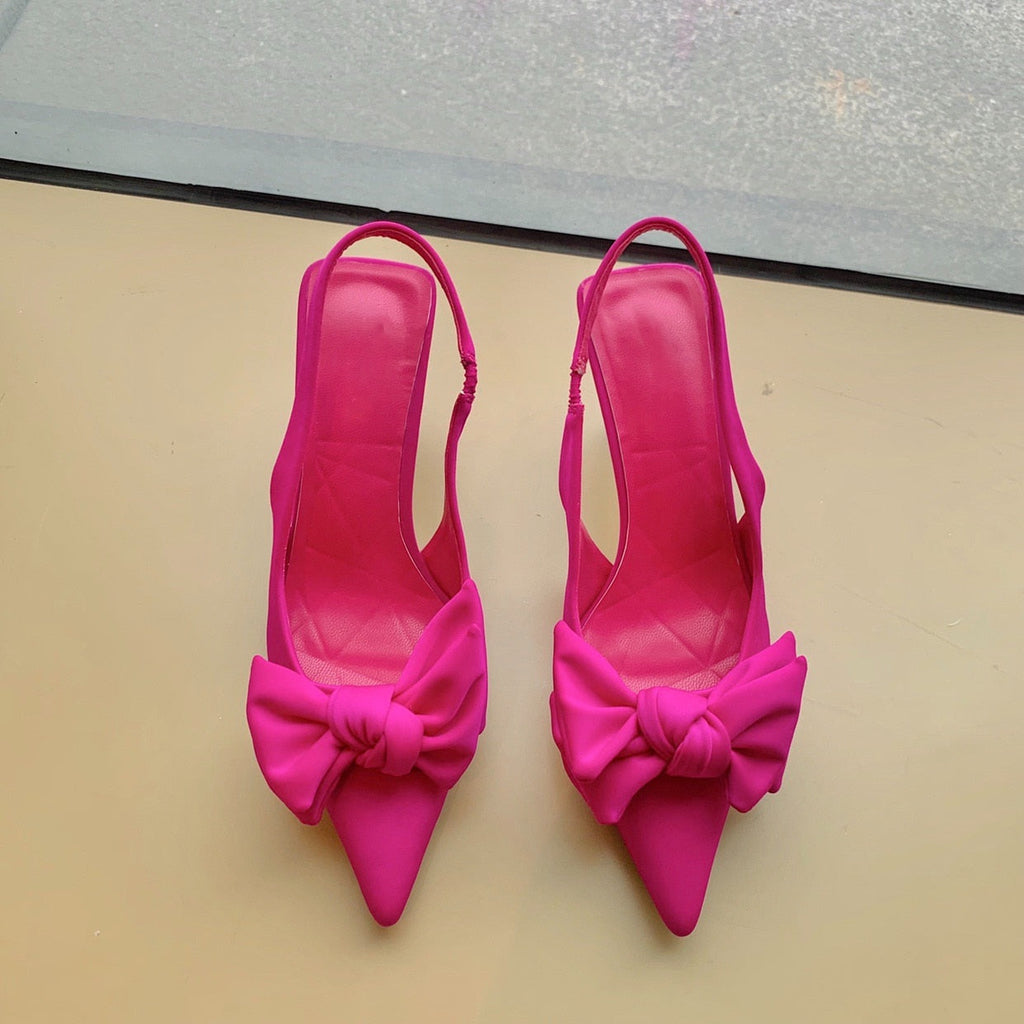 goosudu  Fashion Thin High Heels Slingback Sandals Pointed Toe Slip On Mules Shoes Ladies Elegant Shallow Pumps Party Dress Shoes