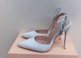 goosudu  Sandals Woman Summer Ladies Shoes Elegant High Heels Stiletto Sandals Pointed Toe Crystal Wedding Shoes Luxury Women Pumps
