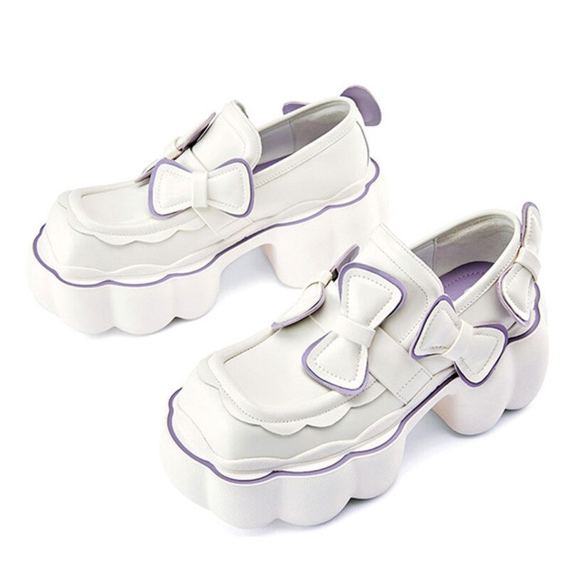 goosudu Womens Lolita Flowers Bowknot Gothic Punk Shoes Creepers Pumps Japanese Harajuku Platform Girls Round Toe New