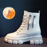 Pofulove Black Boots Winter Shoes Women Ankel Boots Goth Shoes Platform Boots Snow Booties Woman Warm Botas Fall Flat Zapatos