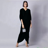 Pleated Dress Woman  Tassel Batwing Sleeve Loose Casual Style V Collar Long Dresses  Summer  Fashion Fast Delivery