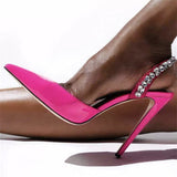 goosudu  Sandals Woman Summer Ladies Shoes Elegant High Heels Stiletto Sandals Pointed Toe Crystal Wedding Shoes Luxury Women Pumps