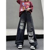 Ripped Baggy Jeans For Women Summer streetwear Fashion High Waist Boyfriend Jeans For Women Gothic Denim Pants Woman