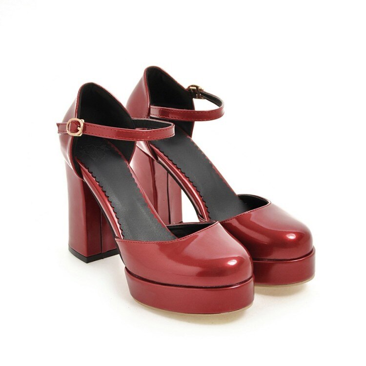 goosudu  Patent PU Leather Gold Pumps for Ladies Big Plus Size Two-piece Style High-heeled Shoes Women Platform Pumps