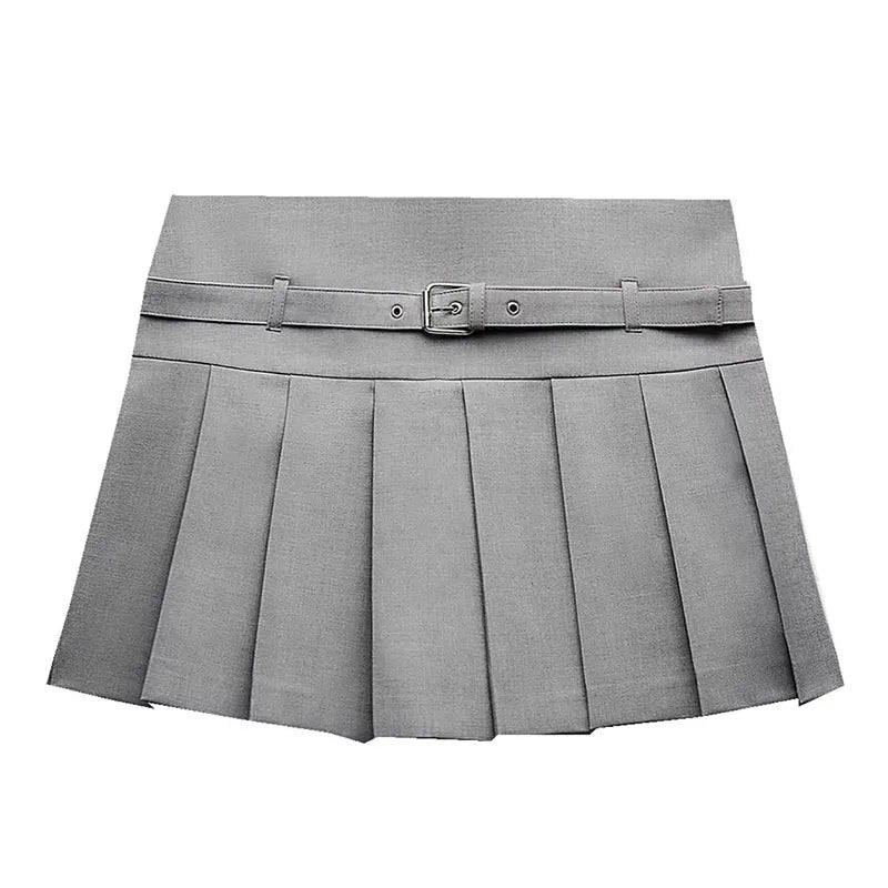 Female Fashion Textured Wild Folds Skirt Sweetwear Skirt Women High Waist Trend With Belt Tight Mini Skirt Y2k