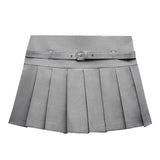 Female Fashion Textured Wild Folds Skirt Sweetwear Skirt Women High Waist Trend With Belt Tight Mini Skirt Y2k