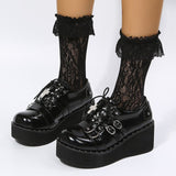 goosudu  Mary Jane Shoes Sweet Cute Women Pumps Wedge Heels Platform Shoes Women Gothic Girls Lolita Punk Shoes High Heels Plus Size 43