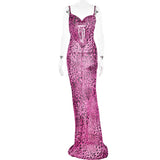 Leopard Print V-Neck Sexy Bodycon Long Dress Women Lace Up Backless Summer Dresses Female Straps Party Beach Vestidos