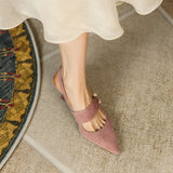 goosudu Party Prom Women Slingbacks Pumps Summer New Kid Suede Sandals Fashion Pointed Toe High Heels Shoes Woman Heels for Women
