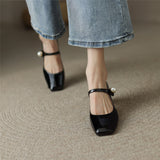 goosudu  Mary Jane High Heels Women Sheepskin Patent Leather Pumps Pigskin Lining and Sheepskin Insole Lolita Girl Shoes Big Size 42