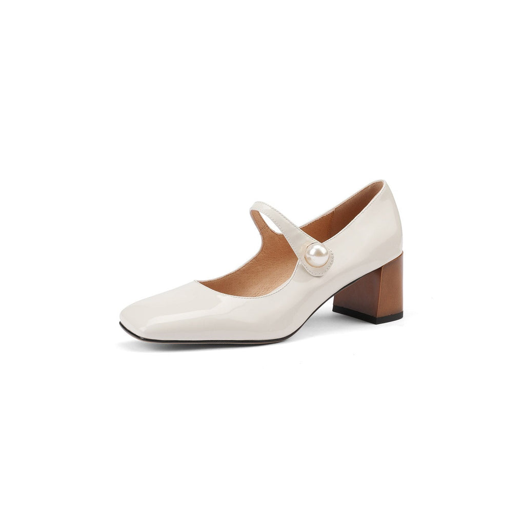 goosudu  Mary Jane High Heels Women Sheepskin Patent Leather Pumps Pigskin Lining and Sheepskin Insole Lolita Girl Shoes Big Size 42
