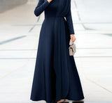 Goosudu Spring Fashion Solid Sundress Women Casual Long Sleeve O Neck Kaftan Elegant Party Hijab Dress Islamic Clothing Robe