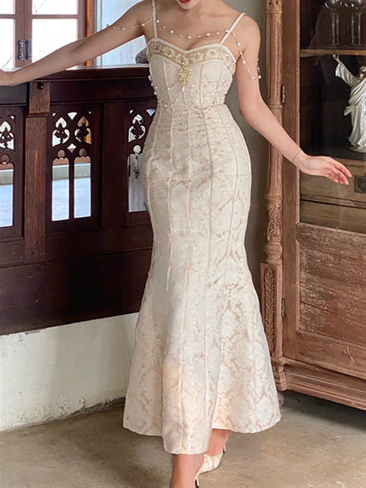 goosudu  Runway Woman Dress Backless Embroidery Vintage Sleeveless Sexy Beach Boho Lace Party Sundress Women Summer Maxi Vestido
