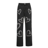 Love graffiti casual jeans high waisted jeans women women clothing  Casual  LOOSE streetwear y2k style joggers summer
