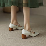 goosudu  Mary Jane High Heels Women Sheepskin Patent Leather Pumps Pigskin Lining and Sheepskin Insole Lolita Girl Shoes Big Size 42