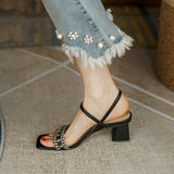 Summer Women Shoes Transparent PVC Chunky Heel Sandals High Heel Shoes for Women Concise Women Heels