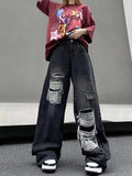 Ripped Baggy Jeans For Women Summer streetwear Fashion High Waist Boyfriend Jeans For Women Gothic Denim Pants Woman
