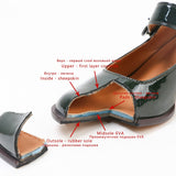 goosudu Woman‘s New Mary Janes Shoes Genuine Leather Shallow Square heel Pumps Buckle Strap Round Toe Lady Footwear