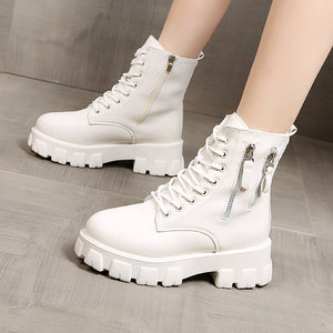 Pofulove Black Boots Winter Shoes Women Ankel Boots Goth Shoes Platform Boots Snow Booties Woman Warm Botas Fall Flat Zapatos