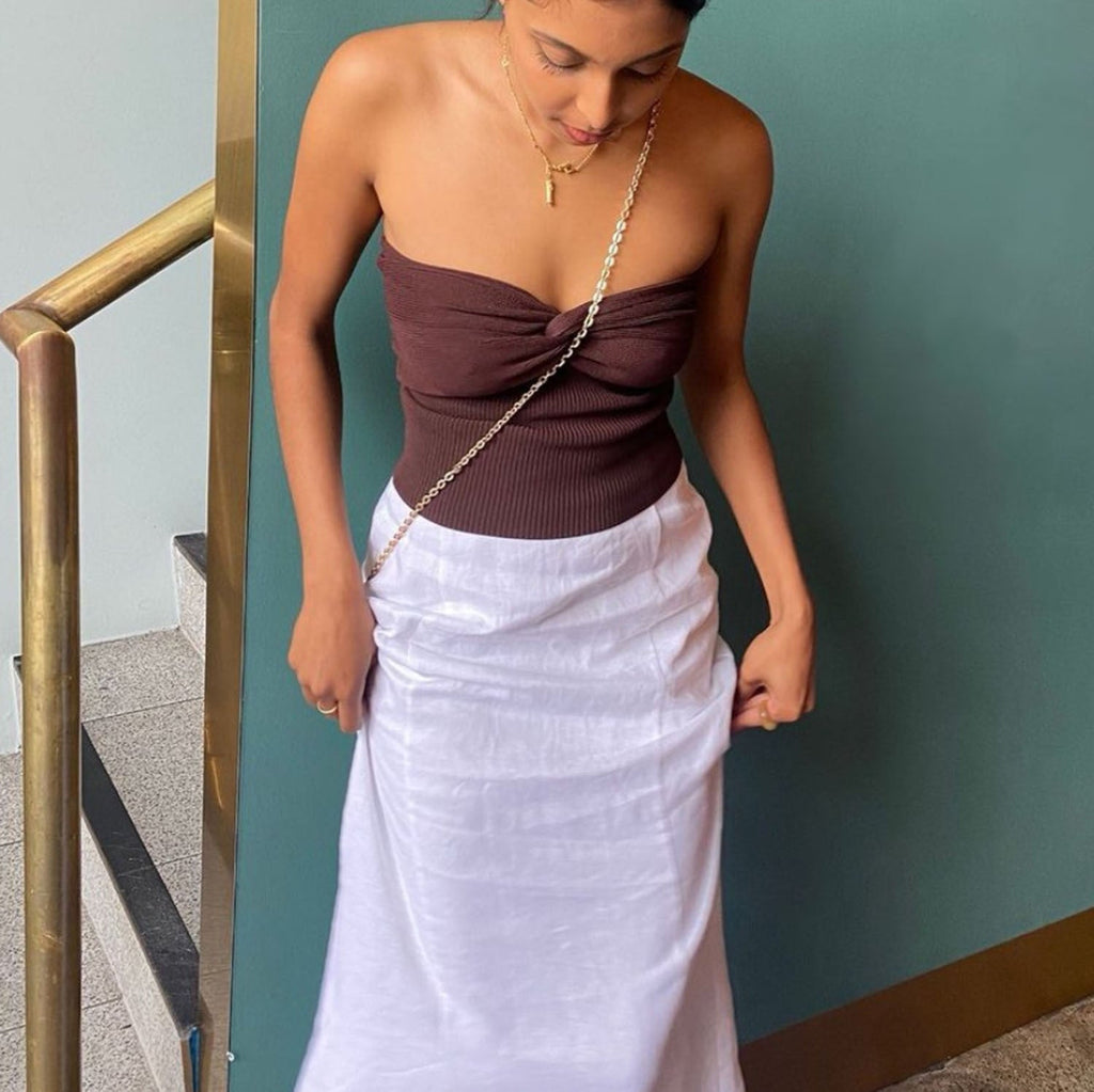 goosudu Knit Tube Tops Women White Strapless Corset Tops Summer Basic Backless Off Shoulder Crop Top Bustier Casual Streetwear