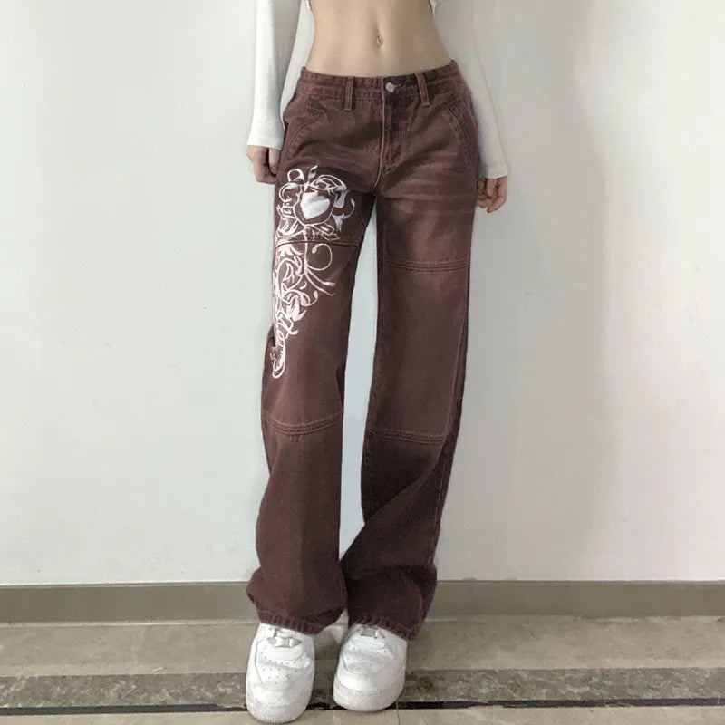 Harajuku Grunge Vintage Low Waisted Cargo Pants Y2K Aesthetics Indie Women Jeans Pockets Korean Streetwear Retro Trousers