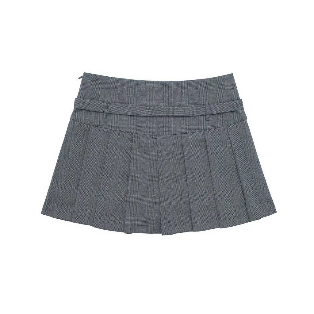 Female Fashion Textured Wild Folds Skirt Sweetwear Skirt Women High Waist Trend With Belt Tight Mini Skirt Y2k