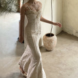 goosudu  Runway Woman Dress Backless Embroidery Vintage Sleeveless Sexy Beach Boho Lace Party Sundress Women Summer Maxi Vestido