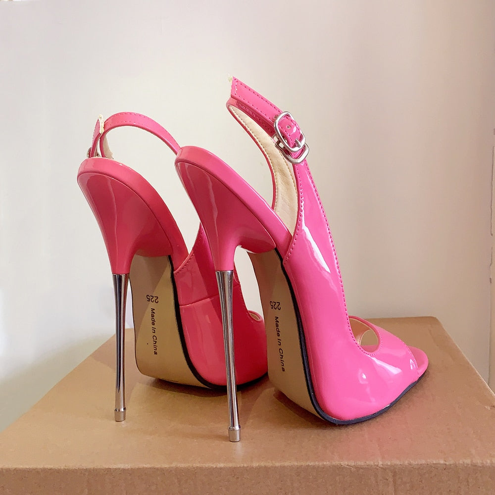 16cm Extreme High Heels Sandals Sexy Pumps Metal Heel Peep Toe Slip On Fetish Cosplay Drag Queen Cross Dresser Unisex Shoes 29cm