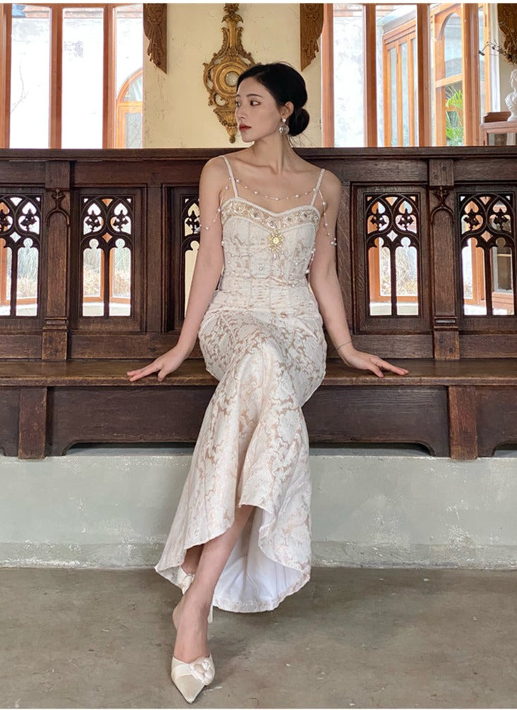 goosudu  Runway Woman Dress Backless Embroidery Vintage Sleeveless Sexy Beach Boho Lace Party Sundress Women Summer Maxi Vestido