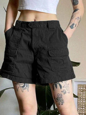 Women Cargo Shorts Y2k Clothing Baggy Straight Cargo Pants Vintage 90s High Waist Casual Tooling Safari Style Shorts Streetwear