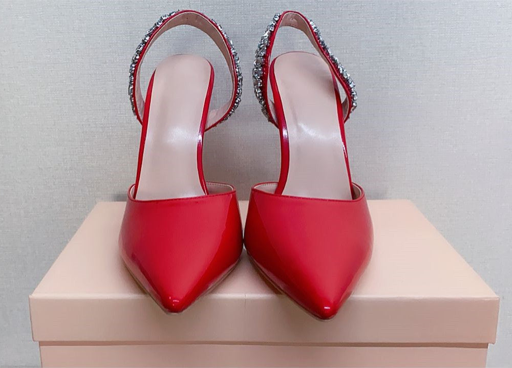 goosudu  Sandals Woman Summer Ladies Shoes Elegant High Heels Stiletto Sandals Pointed Toe Crystal Wedding Shoes Luxury Women Pumps