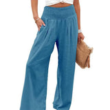 Spring Summer Cotton Linen Women Pants Pockets Solid Casual White Wide Leg Office Lady White Long Trousers Khaki