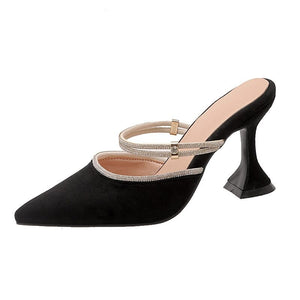 Slippers Sandals Women  Women Rhinestone High Heels Pointed Slingback Party Red Pumps Bride Two Ways To Wear Big Size 43