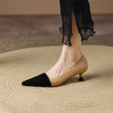 Pumps Shoes Women Mid Heel Fashion Sexy Spring Sheepskin Pointed Toe Thin Heel Office Party Black Handmade Shoe Big Size 42