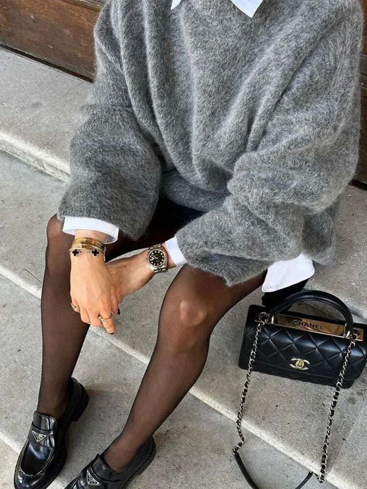 Striped Sweater Women Pullover O-neck Knitted Autumn Winter Loose Soft Sweaters Female Elegant All-match Casual Jumper