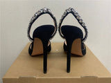 goosudu  Sandals Woman Summer Ladies Shoes Elegant High Heels Stiletto Sandals Pointed Toe Crystal Wedding Shoes Luxury Women Pumps