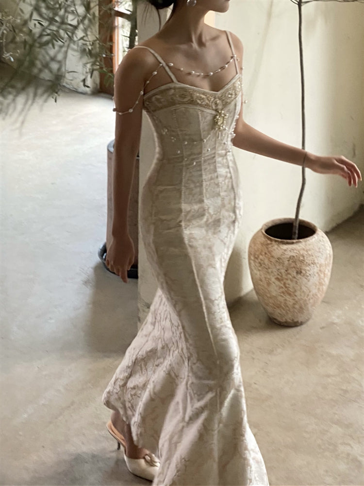 goosudu  Runway Woman Dress Backless Embroidery Vintage Sleeveless Sexy Beach Boho Lace Party Sundress Women Summer Maxi Vestido