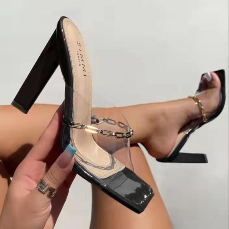 goosudu NEW Summer Women Pumps Jelly Slippers Open Toe High Heels Women Transparent Perspex Slippers Shoes Heel Clear Sandals